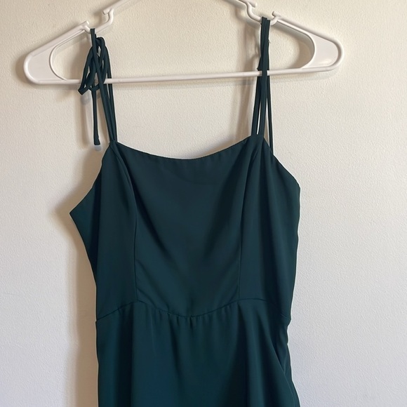 Hunter Green Mini Dress Soft Girl XS Babydoll Ruffle Smock Lola & Grace Holiday - Picture 3 of 11